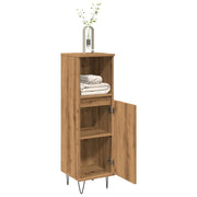 Badkamerkast 30x30x100 cm bewerkt hout eikenkleurig