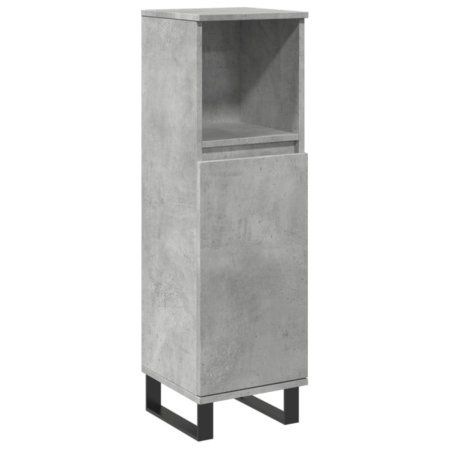 Badkamerkast 30x30x100 cm bewerkt hout betongrijs