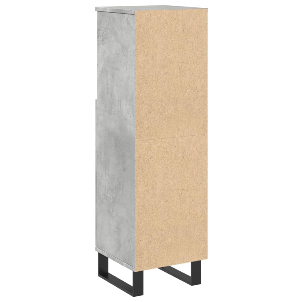 Badkamerkast 30x30x100 cm bewerkt hout betongrijs