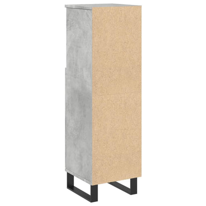 Badkamerkast 30x30x100 cm bewerkt hout betongrijs