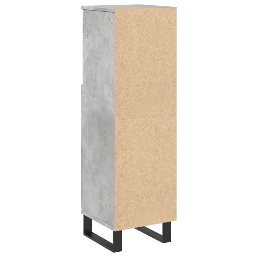 Badkamerkast 30x30x100 cm bewerkt hout betongrijs
