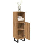 Badkamerkast 30x30x100 cm bewerkt hout eikenkleurig