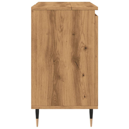 Badkamerkast 58x33x60 cm bewerkt hout artisanaal eikenkleurig