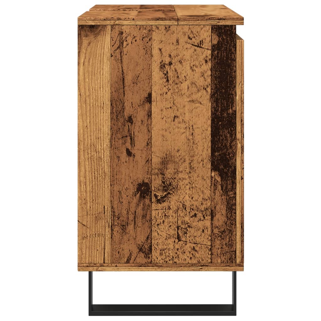 Badkamerkast 58x33x60 cm bewerkt hout oud houtkleurig