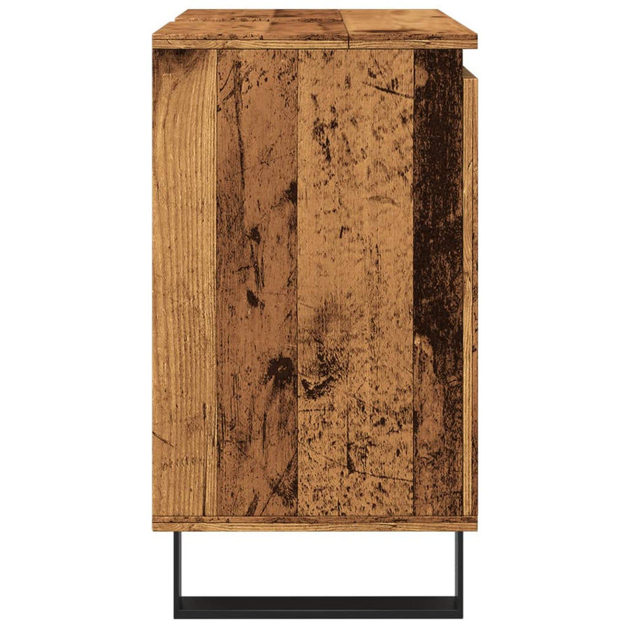 Badkamerkast 58x33x60 cm bewerkt hout oud houtkleurig