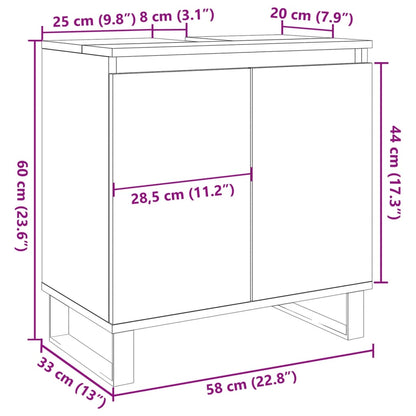 Badkamerkast 58x33x60 cm bewerkt hout oud houtkleurig