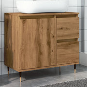 Badkamerkast 65x33x60 cm bewerkt hout eikenkleurig