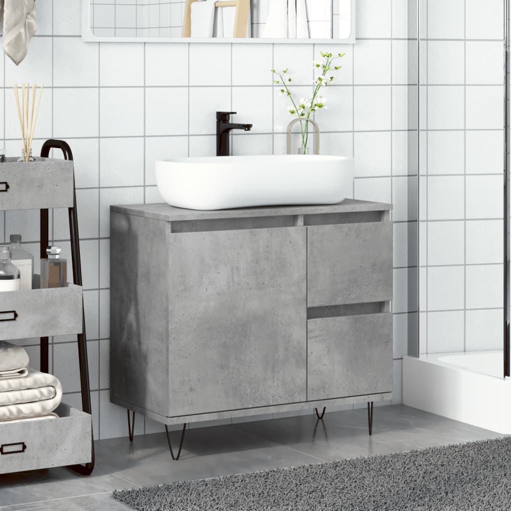 Badkamerkast 65x33x60 cm bewerkt hout betongrijs