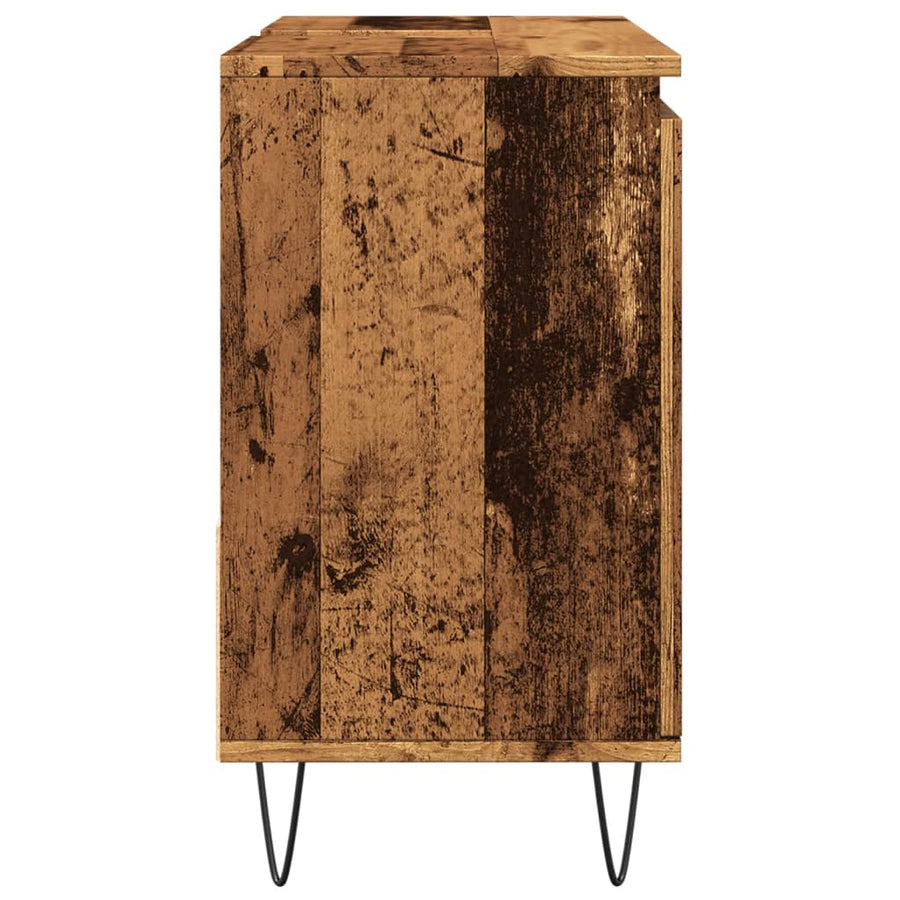 Badkamerkast 65x33x60 cm bewerkt hout oud houtkleurig