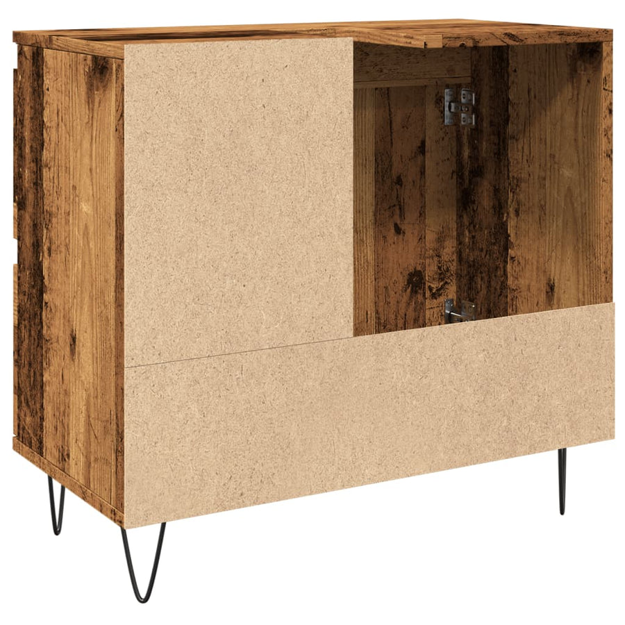 Badkamerkast 65x33x60 cm bewerkt hout oud houtkleurig