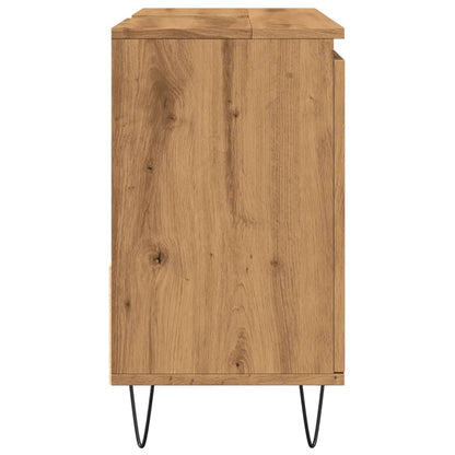 Badkamerkast 65x33x60 cm bewerkt hout artisanaal eikenkleurig