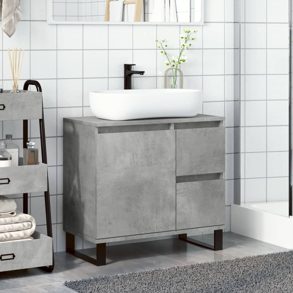 Badkamerkast 65x33x60 cm bewerkt hout betongrijs