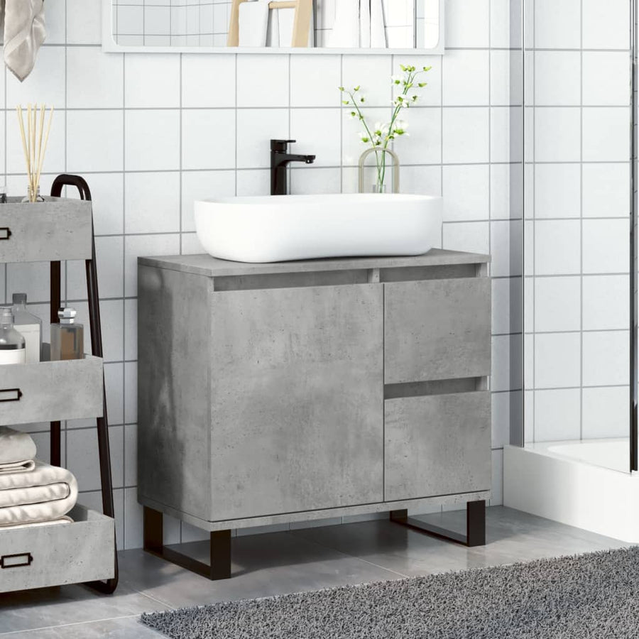 Badkamerkast 65x33x60 cm bewerkt hout betongrijs