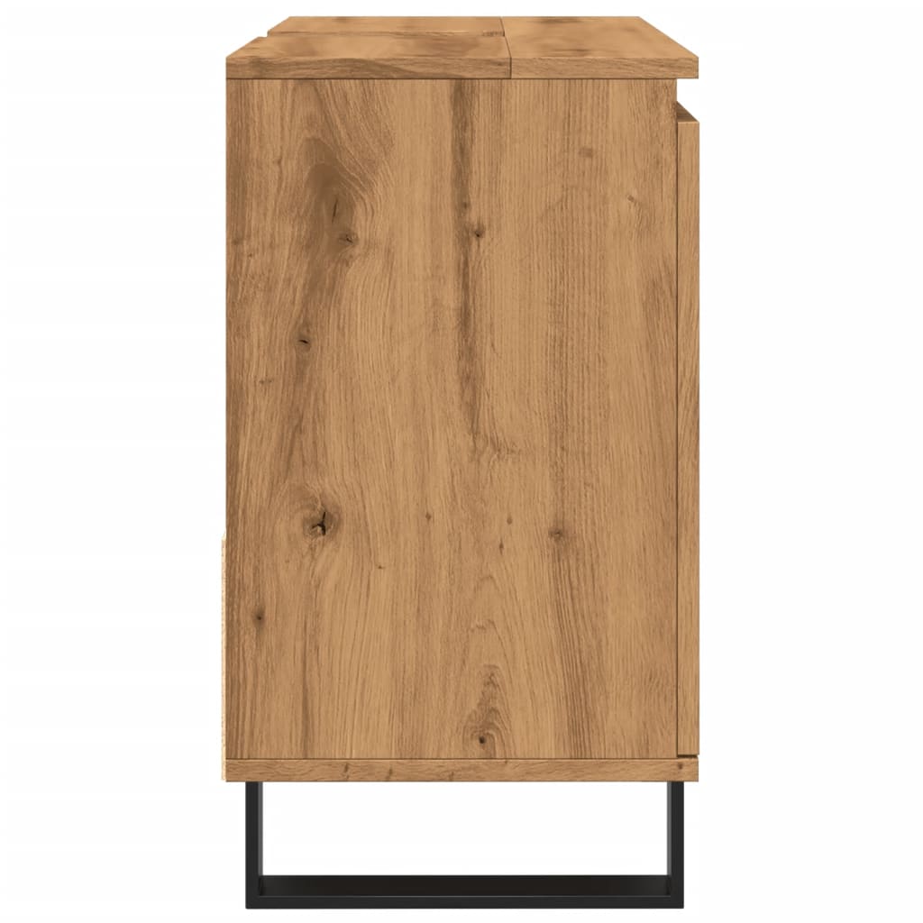 Badkamerkast 65x33x60 cm bewerkt hout artisanaal eikenkleurig