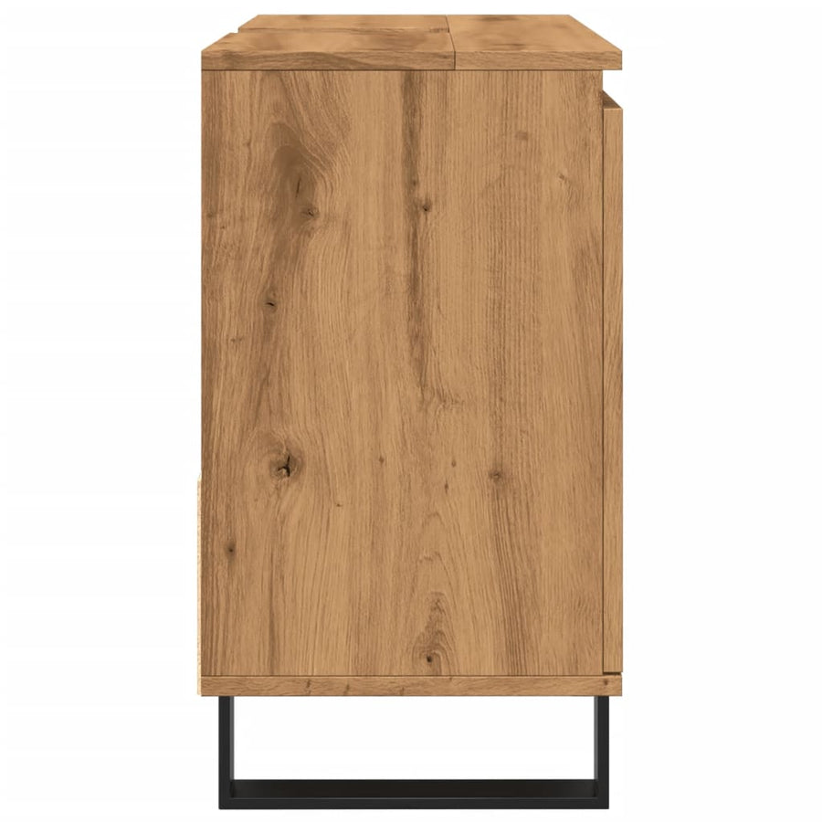 Badkamerkast 65x33x60 cm bewerkt hout artisanaal eikenkleurig