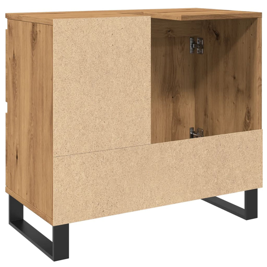 Badkamerkast 65x33x60 cm bewerkt hout artisanaal eikenkleurig