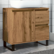 Badkamerkast 65x33x60 cm bewerkt hout artisanaal eikenkleurig
