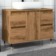 Badkamerkast 80x33x60 cm bewerkt hout eikenkleurig
