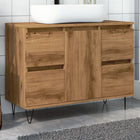 Badkamerkast 80x33x60 cm bewerkt hout eikenkleurig