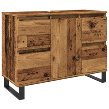 Badkamerkast 80x33x60 cm bewerkt hout oud houtkleurig