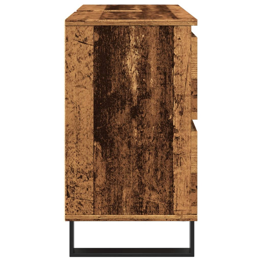 Badkamerkast 80x33x60 cm bewerkt hout oud houtkleurig