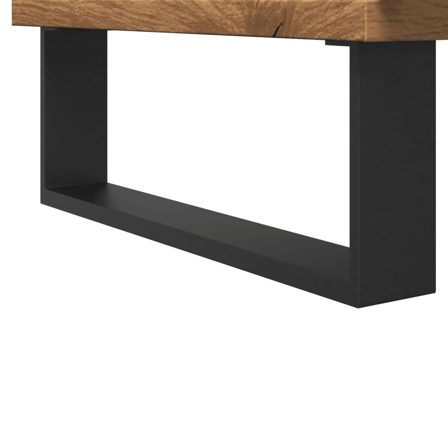 Badkamerkast 80x33x60 cm bewerkt hout artisanaal eikenkleurig