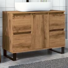 Badkamerkast 80x33x60 cm bewerkt hout artisanaal eikenkleurig