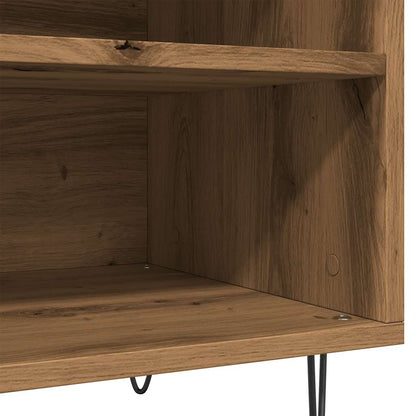 Platenkast 84,5x38x48 cm bewerkt hout artisanaal eikenkleur
