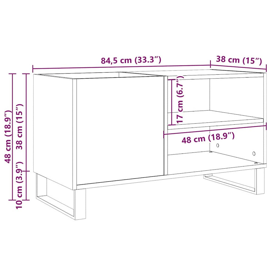 Platenkast 84,5x38x48 cm bewerkt hout oud houtkleurig