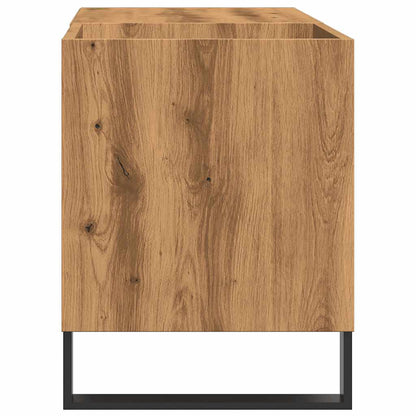 Platenkast 84,5x38x48 cm bewerkt hout artisanaal eikenkleur