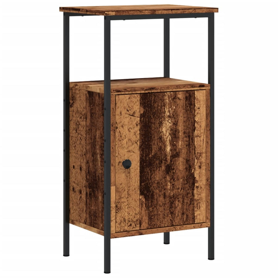 Nachtkastje 41x31x80 cm bewerkt hout oud houtkleurig