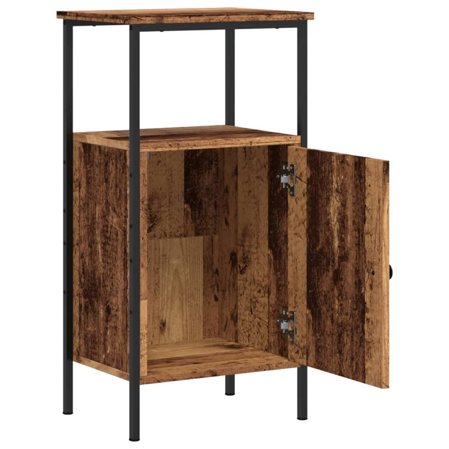Nachtkastje 41x31x80 cm bewerkt hout oud houtkleurig