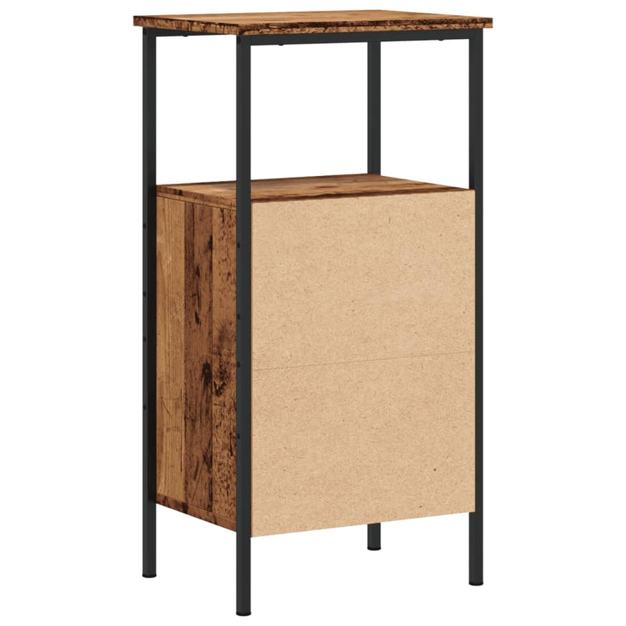 Nachtkastje 41x31x80 cm bewerkt hout oud houtkleurig