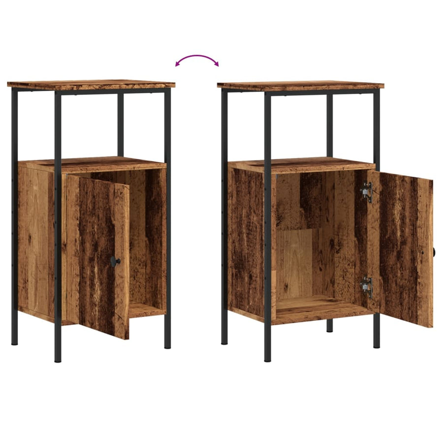 Nachtkastje 41x31x80 cm bewerkt hout oud houtkleurig