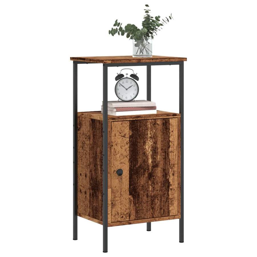 Nachtkastje 41x31x80 cm bewerkt hout oud houtkleurig