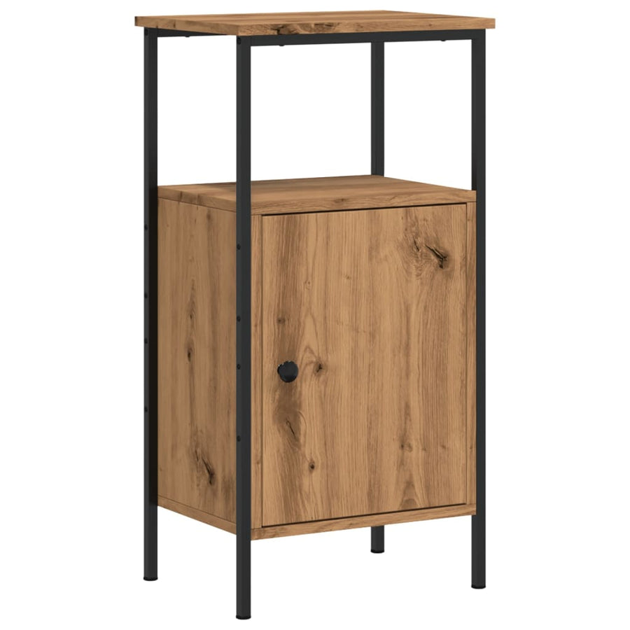 Nachtkastje 41x31x80 cm bewerkt hout artisanaal eikenkleurig
