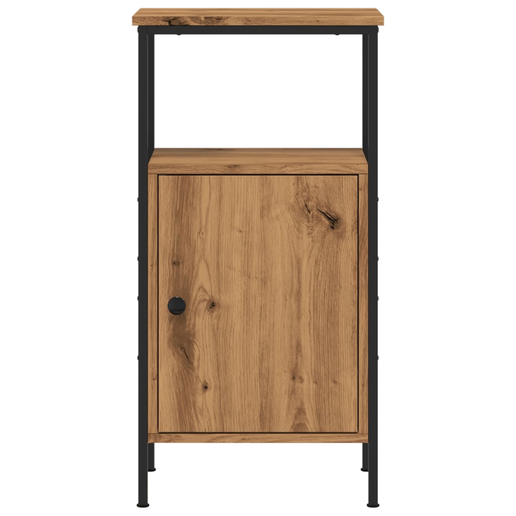 Nachtkastje 41x31x80 cm bewerkt hout artisanaal eikenkleurig