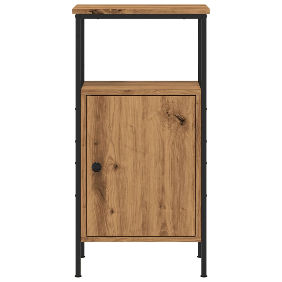 Nachtkastje 41x31x80 cm bewerkt hout artisanaal eikenkleurig