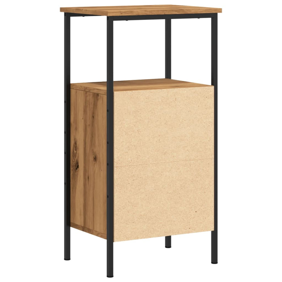 Nachtkastje 41x31x80 cm bewerkt hout artisanaal eikenkleurig