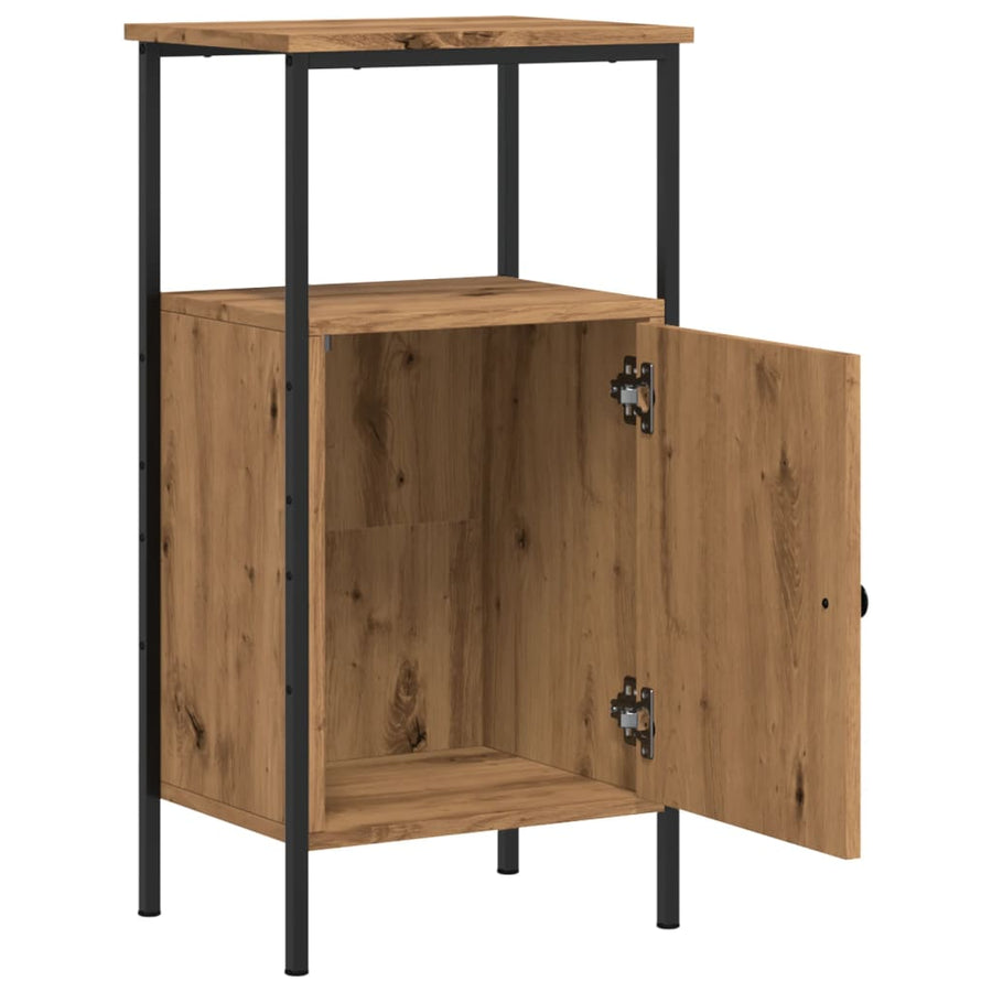 Nachtkastjes 2 st 41x31x80cm bewerkt hout artisanaal eikenkleur