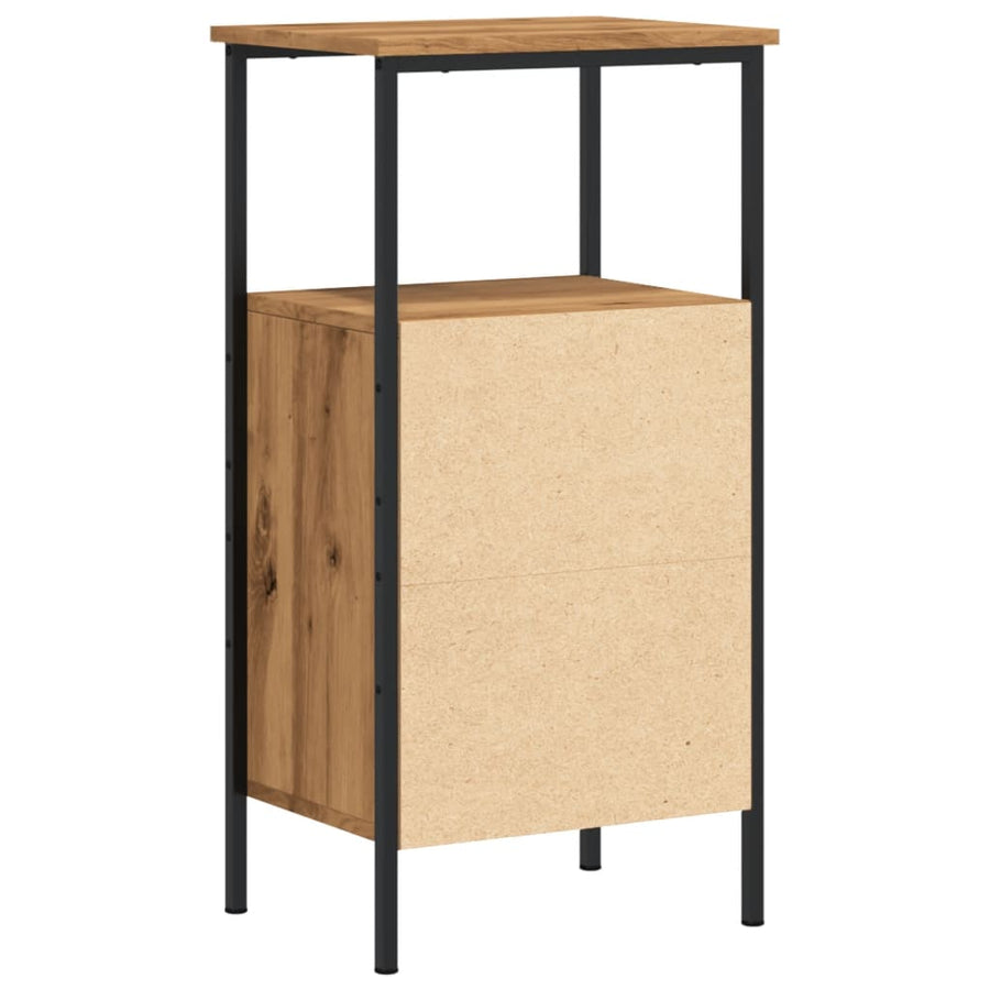 Nachtkastjes 2 st 41x31x80cm bewerkt hout artisanaal eikenkleur