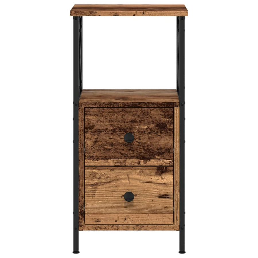 Nachtkastje 34x35,5x70 cm bewerkt hout oud houtkleurig