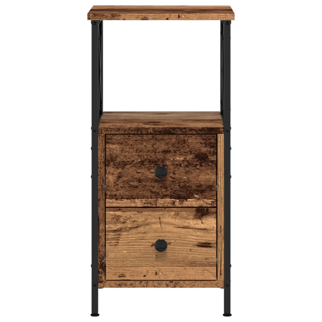 Nachtkastjes 2 st 34x35,5x70 cm bewerkt hout oud houtkleurig