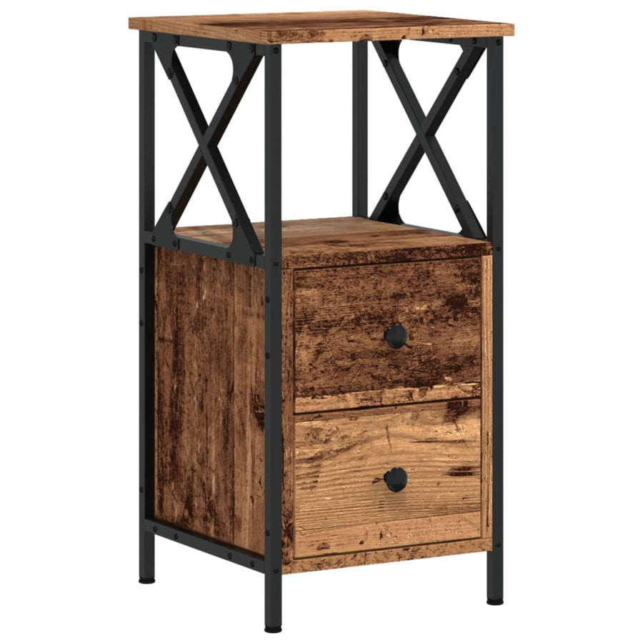 Nachtkastjes 2 st 34x35,5x70 cm bewerkt hout oud houtkleurig