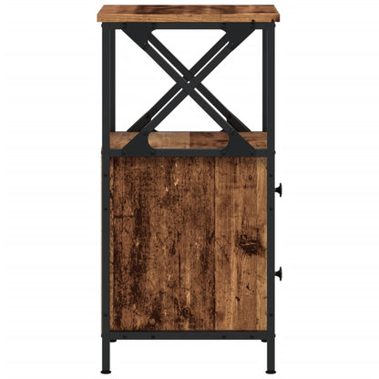 Nachtkastjes 2 st 34x35,5x70 cm bewerkt hout oud houtkleurig