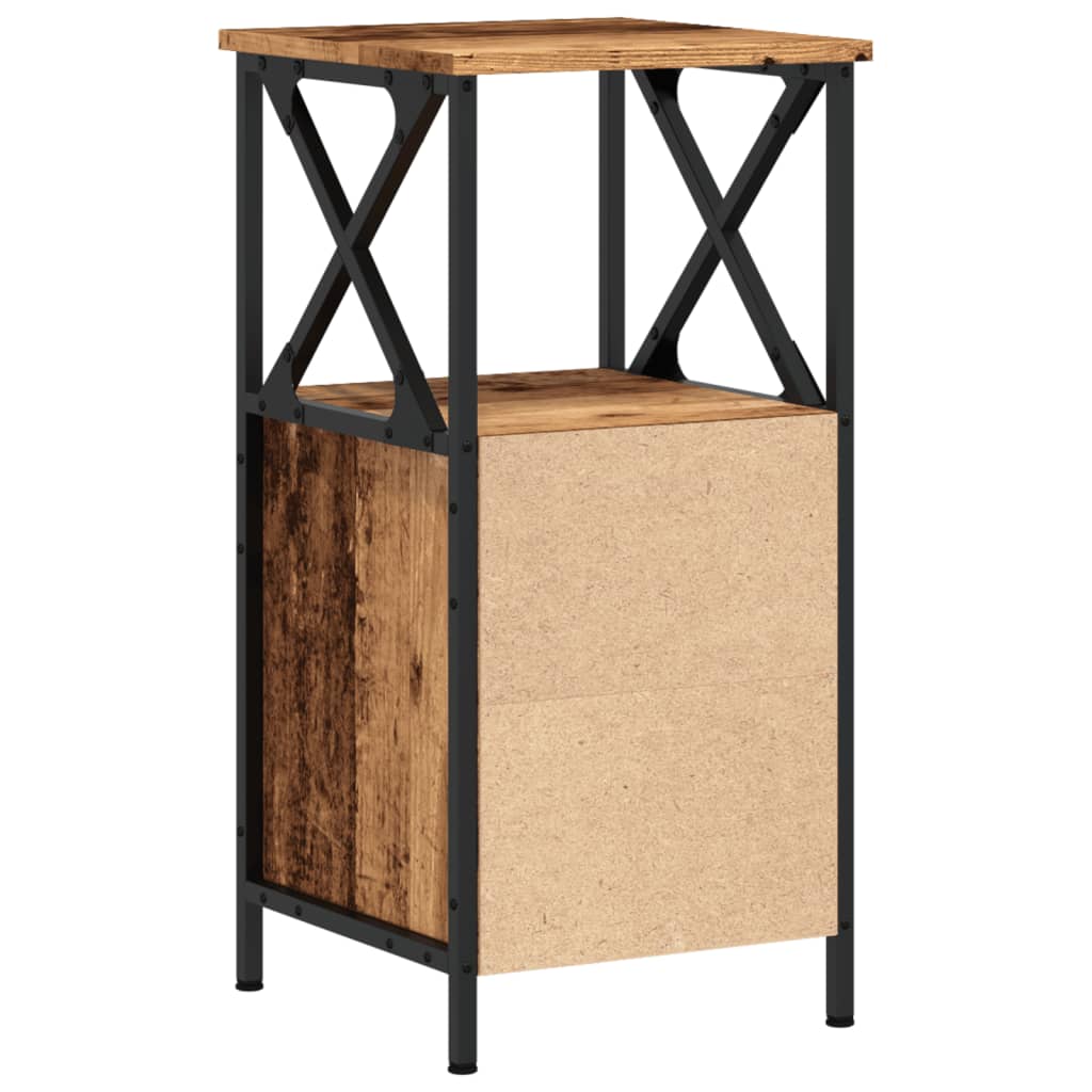 Nachtkastjes 2 st 34x35,5x70 cm bewerkt hout oud houtkleurig