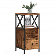 Nachtkastjes 2 stuks 34x35,5x70 cm bewerkt hout oud houtkleurig
