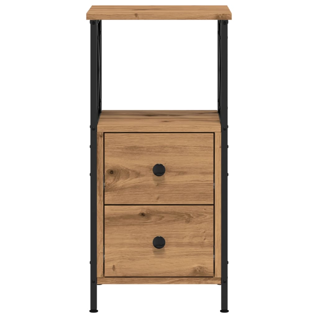 Nachtkastjes 2 st 34x35,5x70 cm bewerkt hout artisanaal eiken