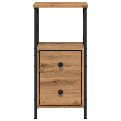 Nachtkastjes 2 st 34x35,5x70 cm bewerkt hout artisanaal eiken