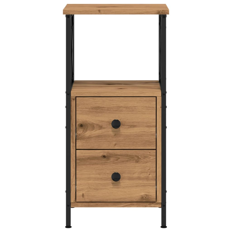 Nachtkastjes 2 st 34x35,5x70 cm bewerkt hout artisanaal eiken